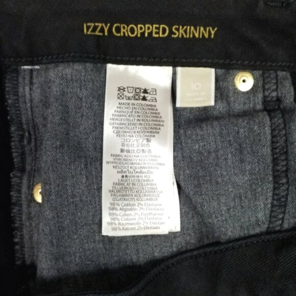 Michael Kors Izzy Black Cropped Ripped Skinny Raw Hem Skinny Jeans Womens 10 NWT - Picture 12 of 15